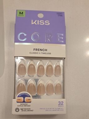 KISS French Press-On Nails - Nude Beige with White Tips